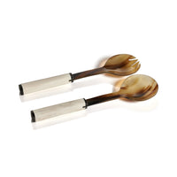 Nadine Horn Salad Server Set Bone Handle | Bone & Brass