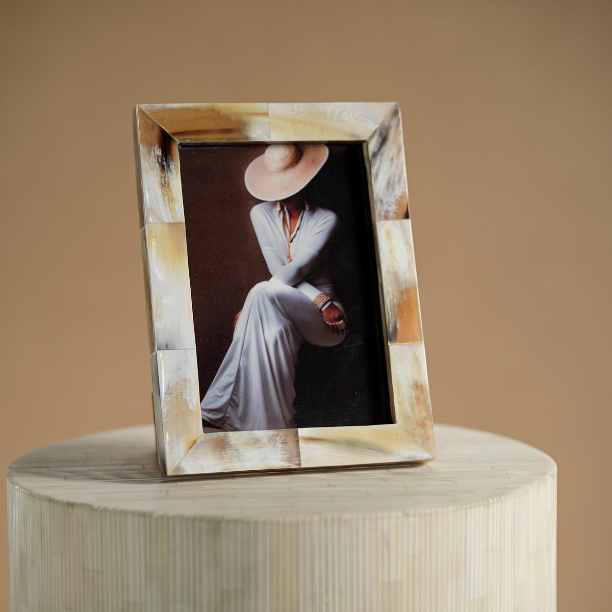 Nairobi Matt White Bone Photo Frame 5x7 - Frame Side View | Bone & Brass