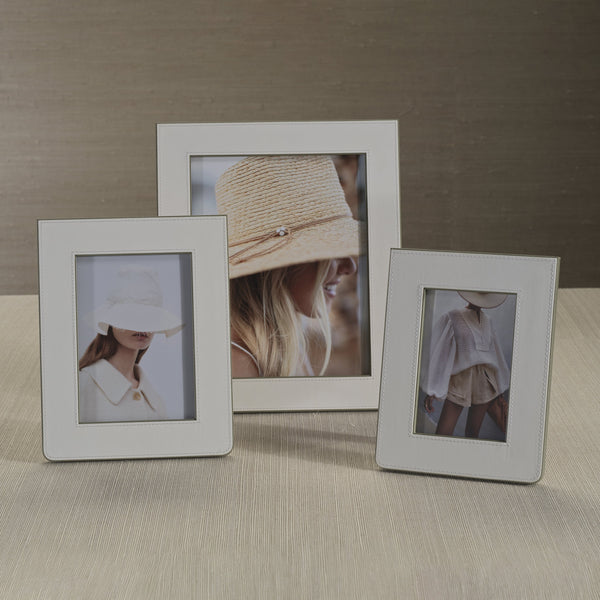 Nappa White & Gray Leather Photo Frame - Frame Detail | Bone & Brass