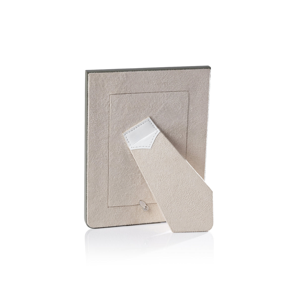 Nappa White & Gray Leather Photo Frame - Frame Side View | Bone & Brass