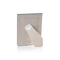 Nappa White & Gray Leather Photo Frame - Frame Side View | Bone & Brass