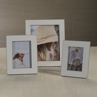 Nappa White & Gray Leather Photo Frame - Frame Detail | Bone & Brass