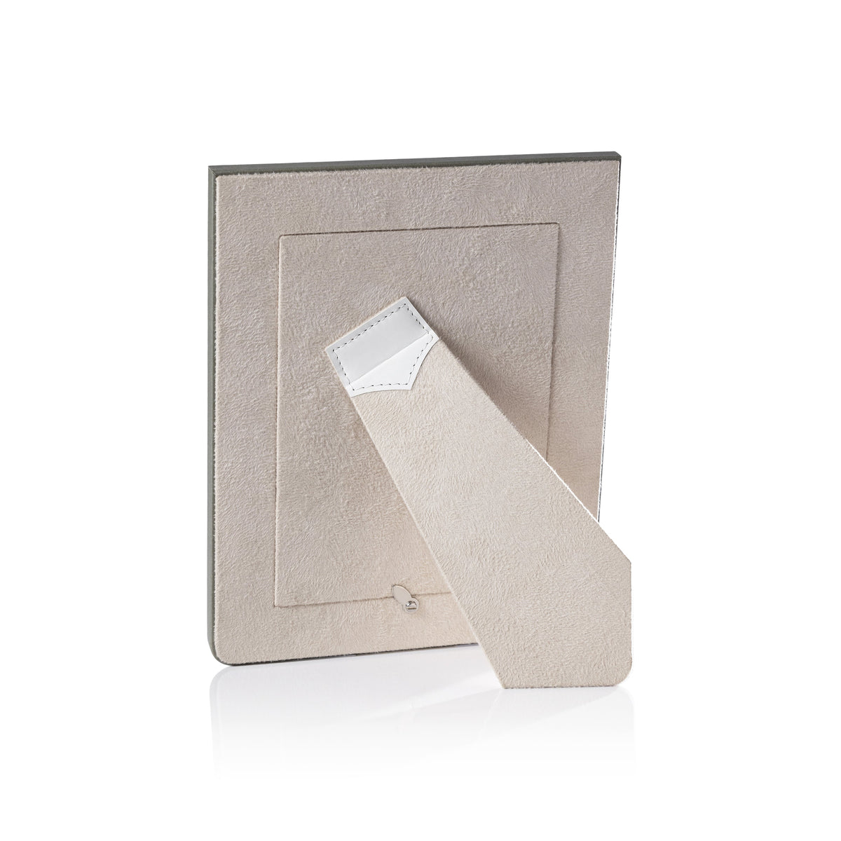 Nappa White & Gray Leather Photo Frame - Frame Side View | Bone & Brass