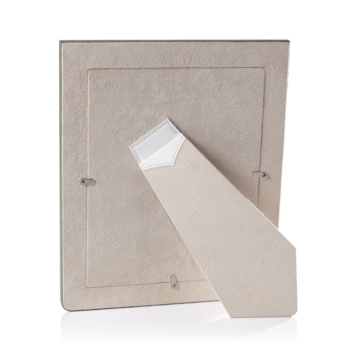 Nappa White & Gray Leather Photo Frame - Frame Side View | Bone & Brass