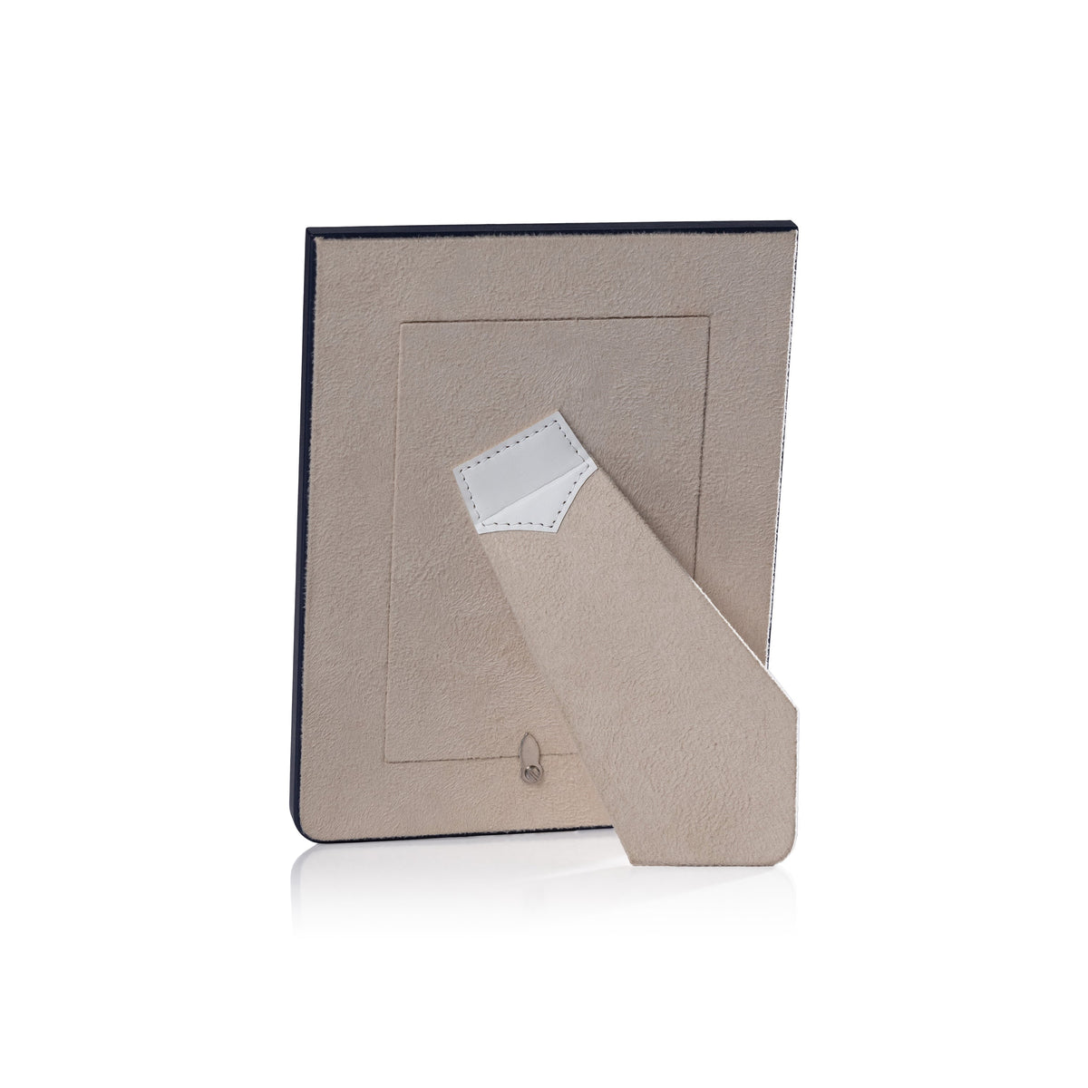Nappa White & Navy Leather Photo Frame - Frame Side View | Bone & Brass