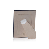 Nappa White & Navy Leather Photo Frame - Frame Side View | Bone & Brass