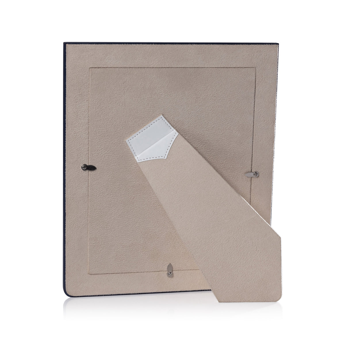Nappa White & Navy Leather Photo Frame - Frame Side View | Bone & Brass