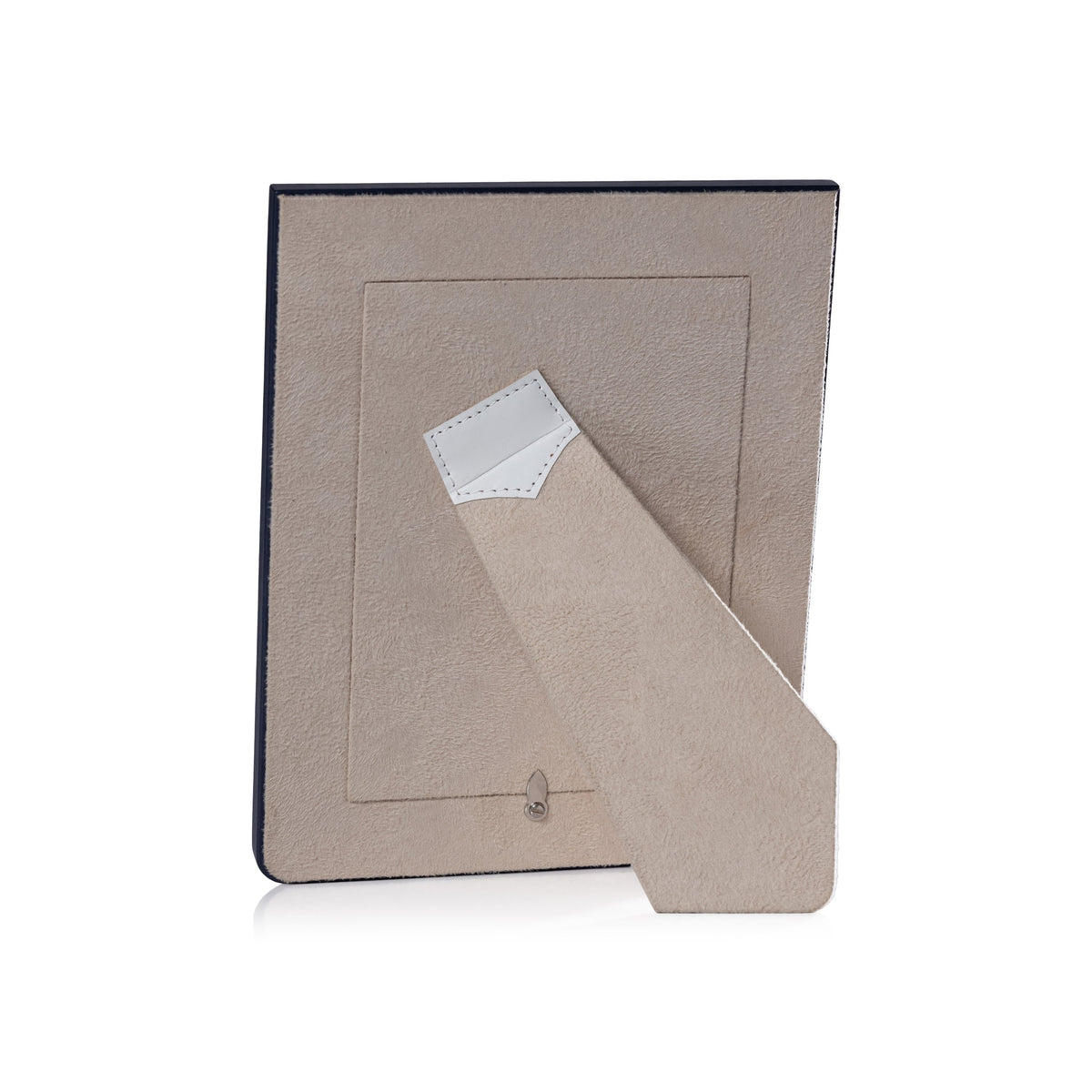 Nappa White & Navy Leather Photo Frame - Frame Side View | Bone & Brass