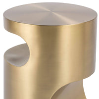 Nathan brass side table with sculptural curves and crisp lines, 22" tall.