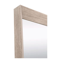 Natural gray acacia bevelled floor mirror, 79"H x 47"W, with a traditional wood veneer frame.