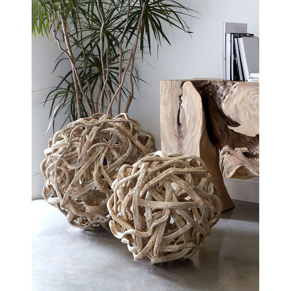 Natural Vine Decorative Ball, Small - Sculpture Detail | Bone & Brass