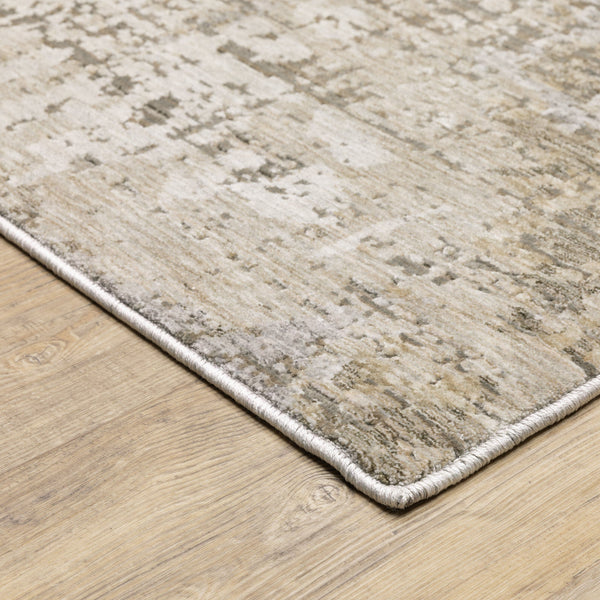 Nebulous Beige Abstract Contemporary Rug, a low-profile polyester rug with a modern abstract pattern in neutral shades.