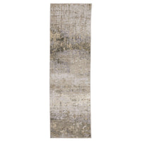 Nebulous Beige Abstract Contemporary Rug, a long, narrow polyester runner with a modern abstract pattern.