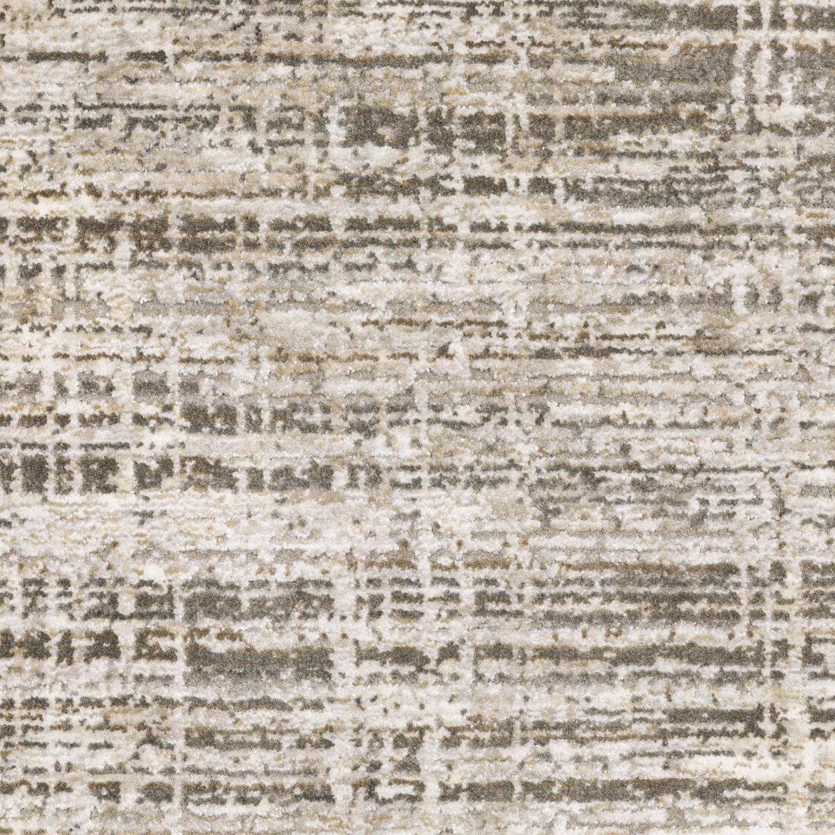 Nebulous Beige & Ivory Abstract Rug with modern pattern and textured polyester yarns.