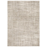 Nebulous Beige & Ivory Abstract Rug with a modern, low-profile, textured polyester design.