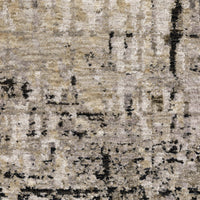 Contemporary polyester rug with abstract grey, ivory, and black patterns.