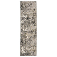Nebulous Grey, Ivory & Black Contemporary Rug with abstract patterns, made from soft polyester.