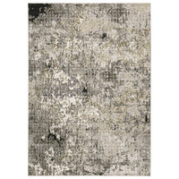 Nebulous Grey, Ivory & Black Contemporary Rug with abstract patterns, made from soft polyester.