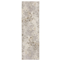 Long, rectangular Nebulous Ivory & Beige Contemporary Rug with abstract patterns, made from soft polyester.