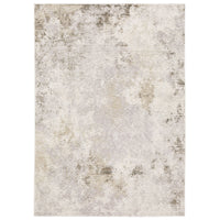 Rectangular Nebulous Ivory & Beige Contemporary Rug with abstract patterns, low-profile polyester.
