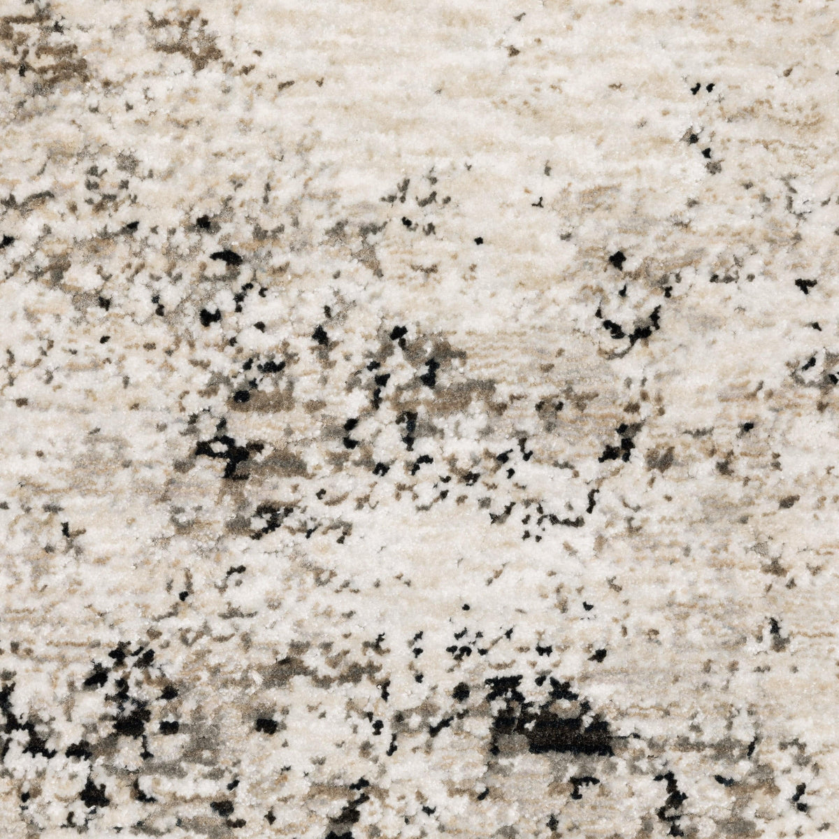 Close-up of a Nebulous Ivory & Grey Abstract Rug with a modern, low-profile polyester design.