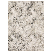 Nebulous Ivory & Grey Abstract Rug with a modern, low-profile design and textured polyester yarns.