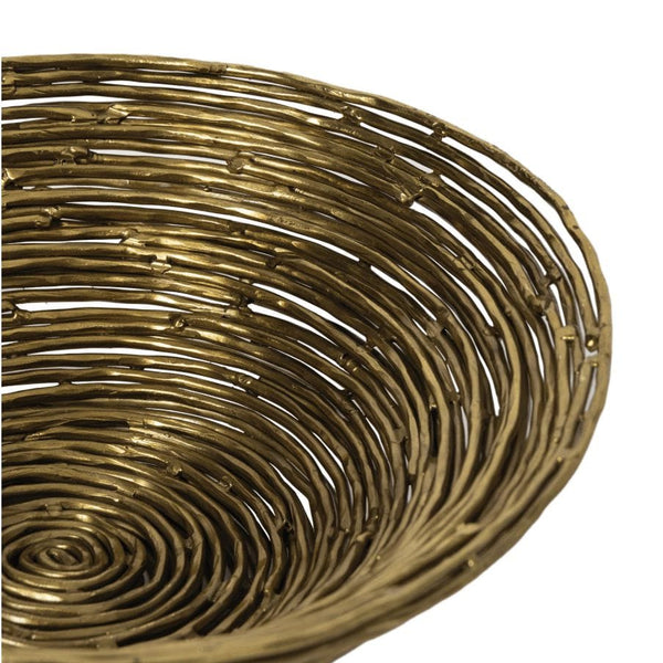 Brass iron Nest Decorative Bowl with a woven, bird's nest-inspired design.