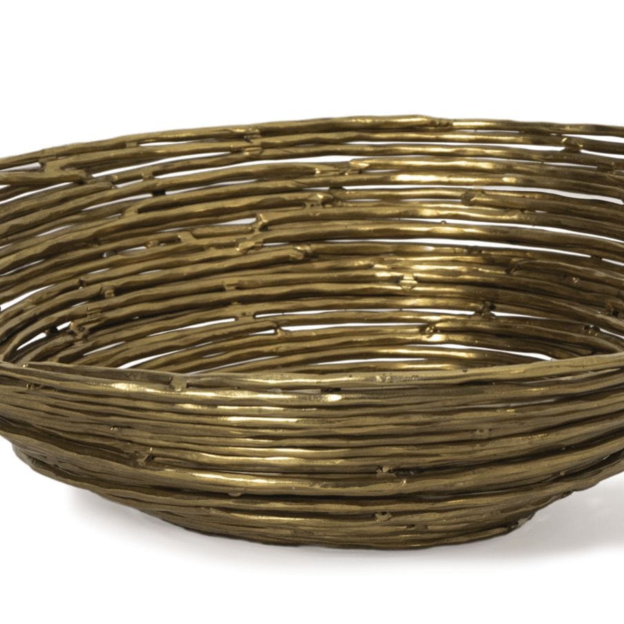 Nest Brass Decorative Bowl, a chic, nature-inspired iron bowl with a sleek, bird's nest design.
