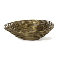 Nest Brass Decorative Bowl, a 12.5" wide iron bowl with a bird's nest-inspired, sleek silhouette.