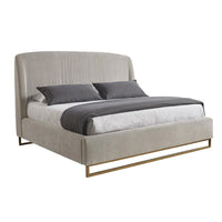 Nevin Polo Club Stone Upholstered King Bed | Bone & Brass