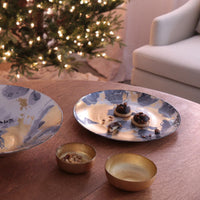 New Orleans Blue & Gold Large Round Serving Platter - Platter View | Bone & Brass