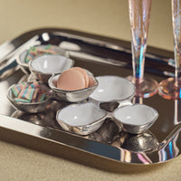 Nickel & White Cluster 8 Round Serving Bowls - Bowl Top View | Bone & Brass