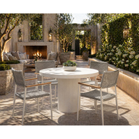 Nicolette Round White Concrete Dining Table - Table Side View | Bone & Brass