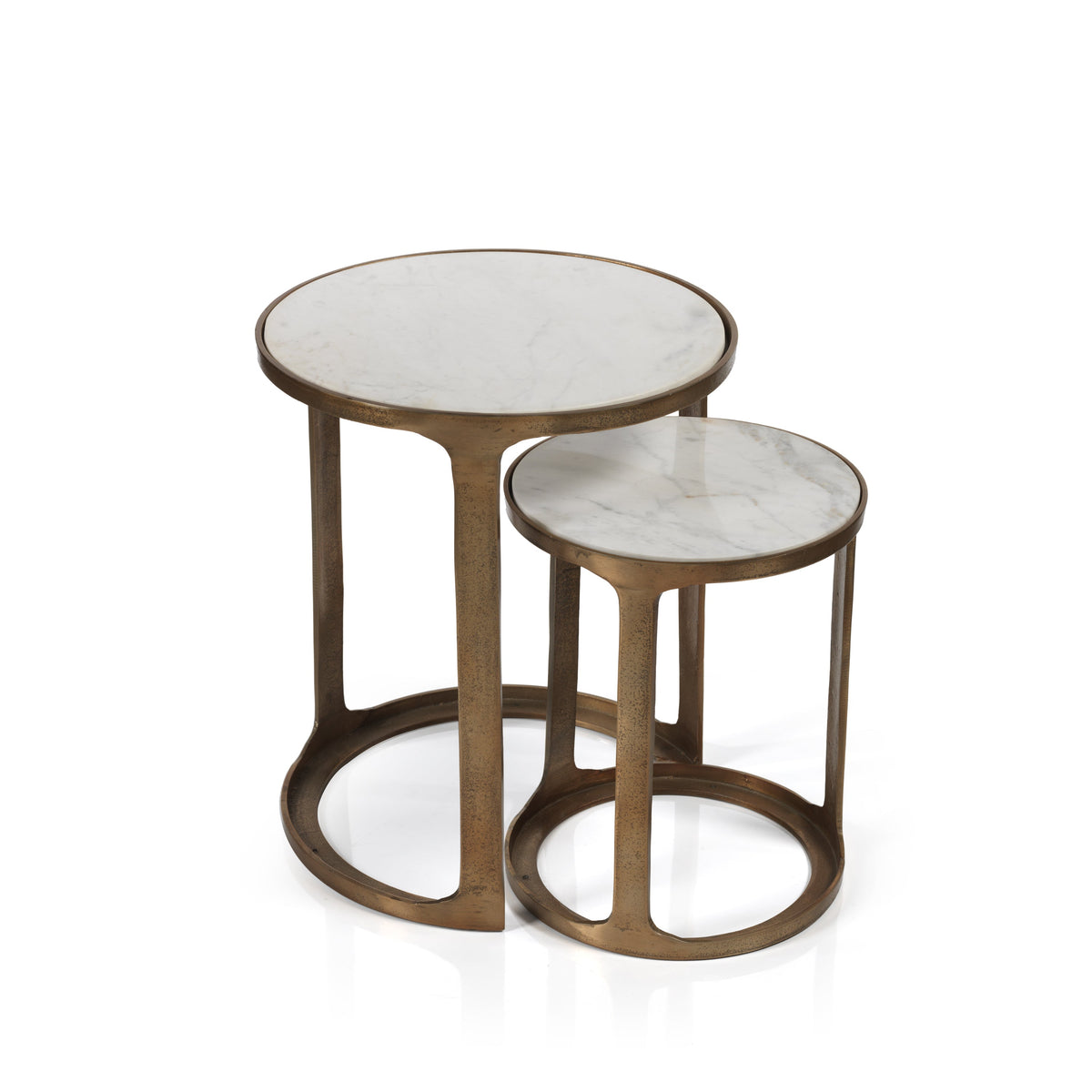 Nikki Round Marble & Aluminum Nesting Tables, Set 2 | Bone & Brass