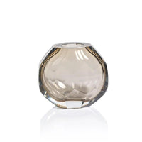 Nixie Taupe Hand Cut Glass Vase | Bone & Brass