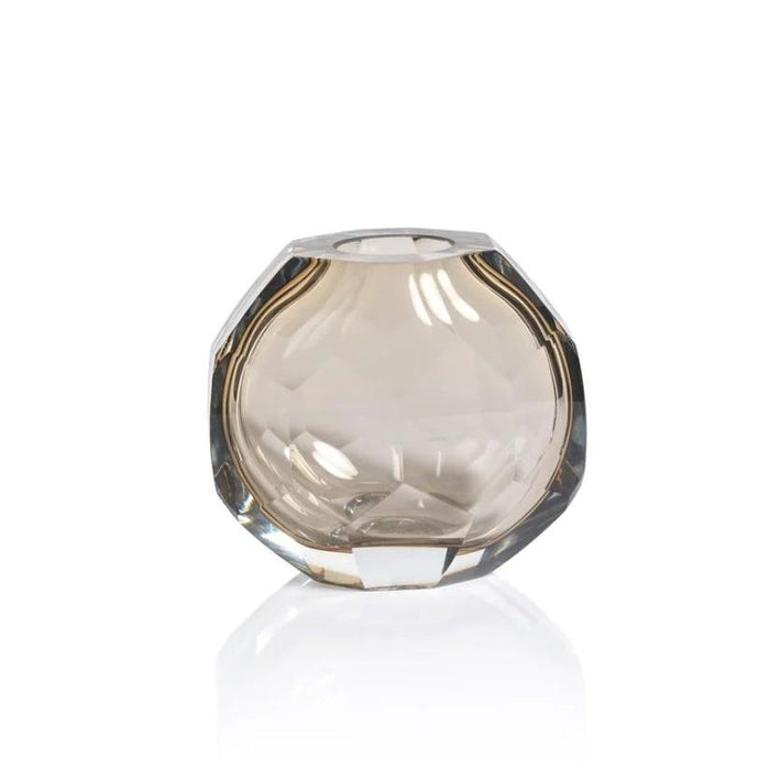 Nixie Taupe Hand Cut Glass Vase | Bone & Brass