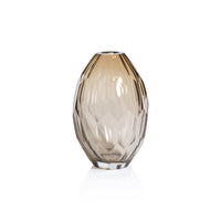 Nixie Taupe Hand Cut Glass Vase | Bone & Brass