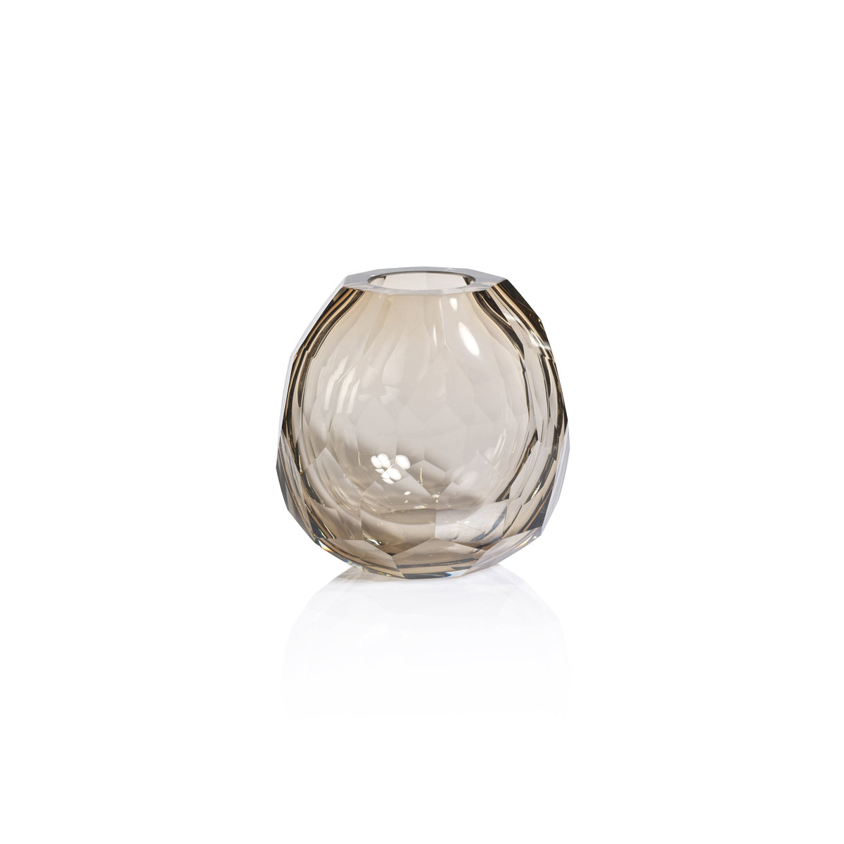 Nixon Taupe Hand Cut Glass Vase, Medium | Bone & Brass