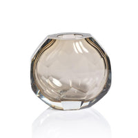 Nixon Taupe Hand Cut Glass Vase, Small | Bone & Brass