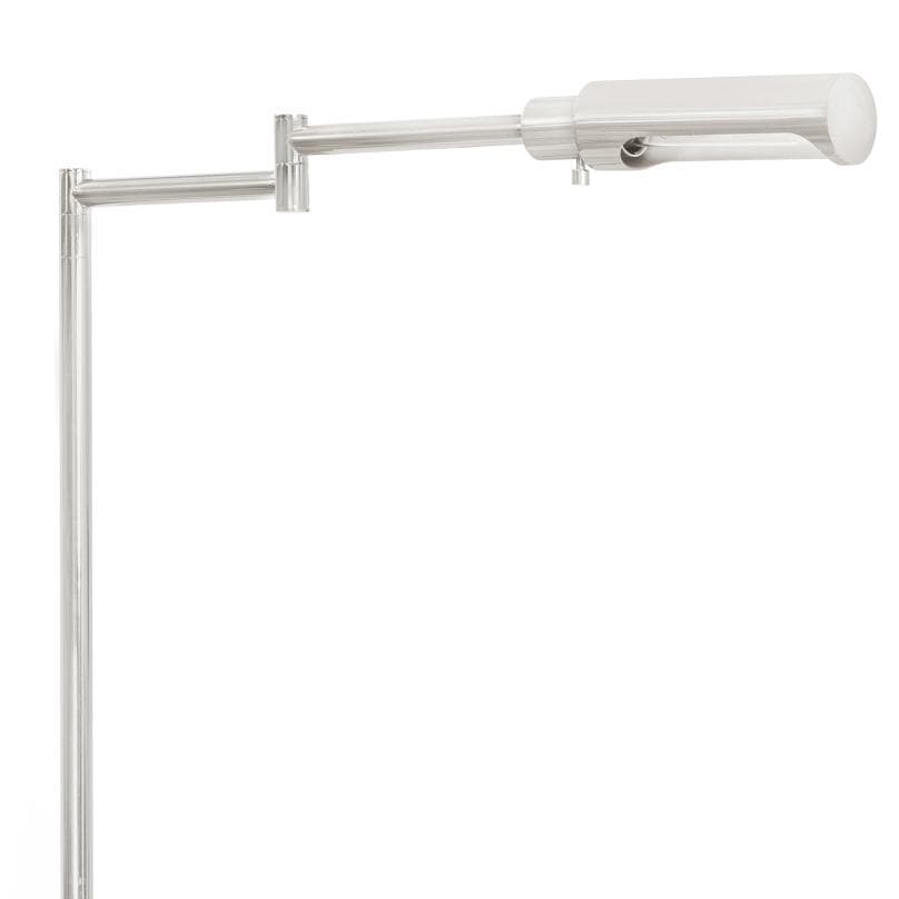 Noble Floor Task Reading Lamp in polished nickel with multiple pivoting joints and a sleek metal body.