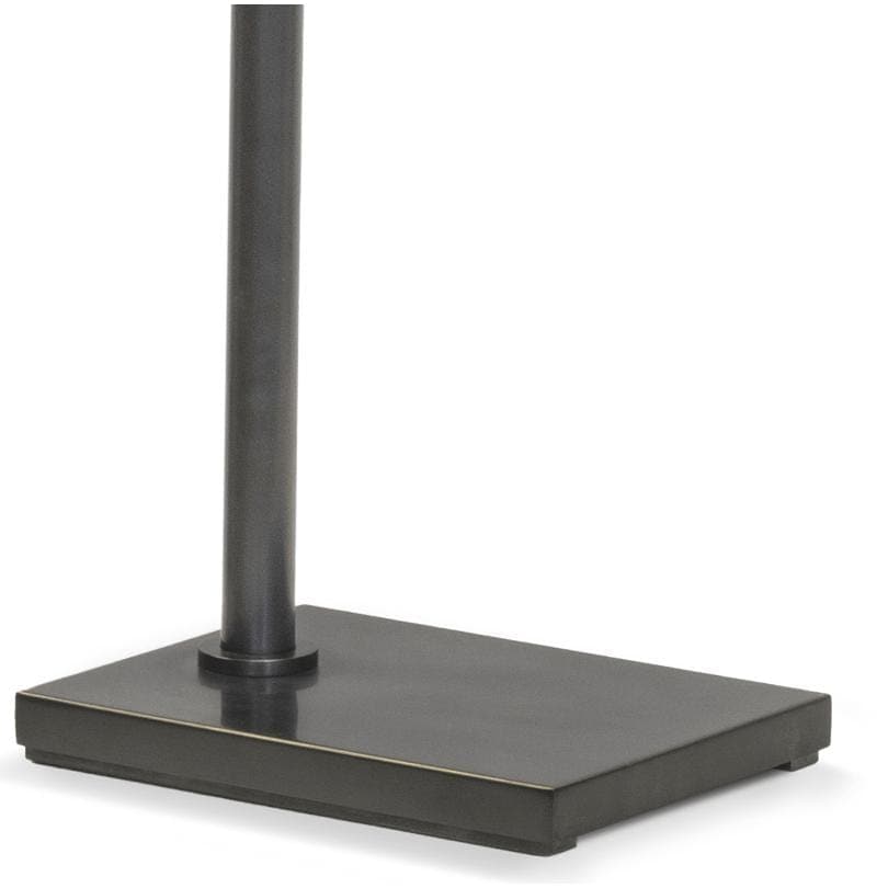 Noble Floor Task Reading Lamp with a rectangular polished nickel base and slender pole.