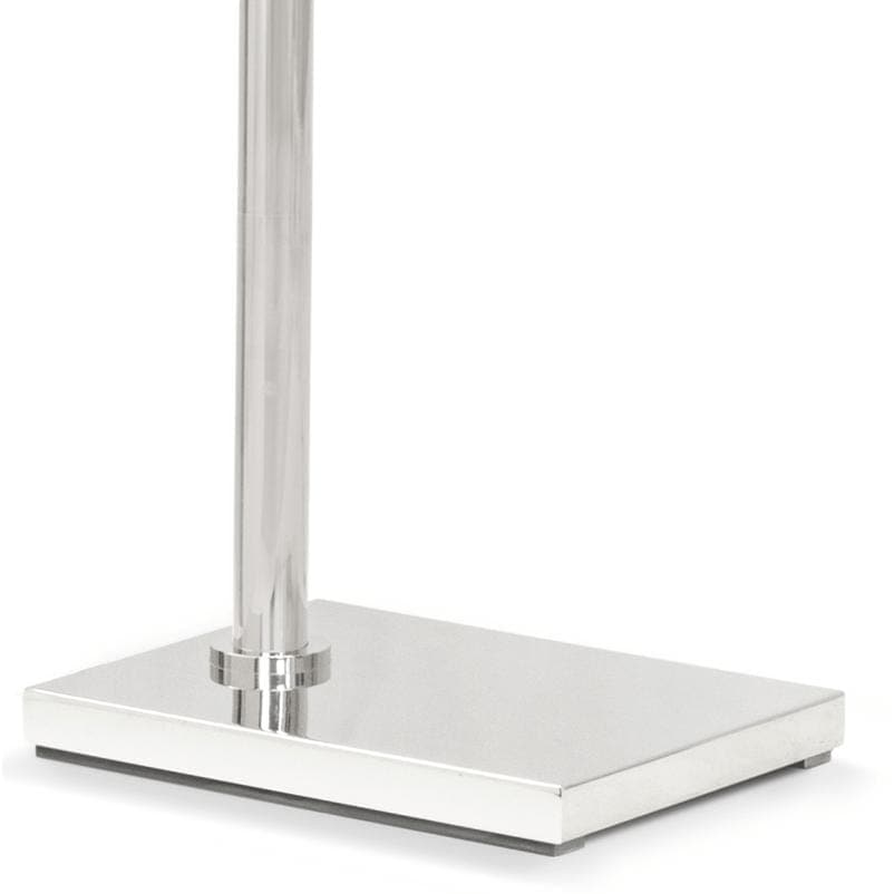 Noble Floor Lamp base in polished nickel, featuring a rectangular metal base and a sleek, round pole.
