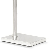 Noble Floor Lamp base in polished nickel, featuring a rectangular metal base and a sleek, round pole.