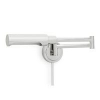 Noble Swing Arm Polished Nickel Sconce with adjustable metal shade and pivoting joints.