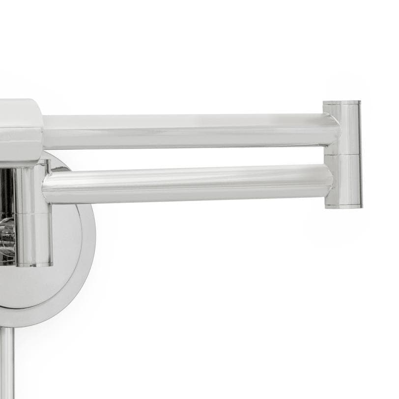 Noble Swing Arm Polished Nickel Sconce with multiple pivoting joints and full metal construction.