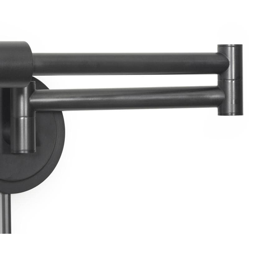 Noble Swing Arm Task Sconce in oil rubbed bronze, featuring multiple pivoting joints and full metal construction.