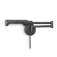 Noble Swing Arm Task Sconce in oil rubbed bronze, featuring multiple pivoting joints and a metal shade.