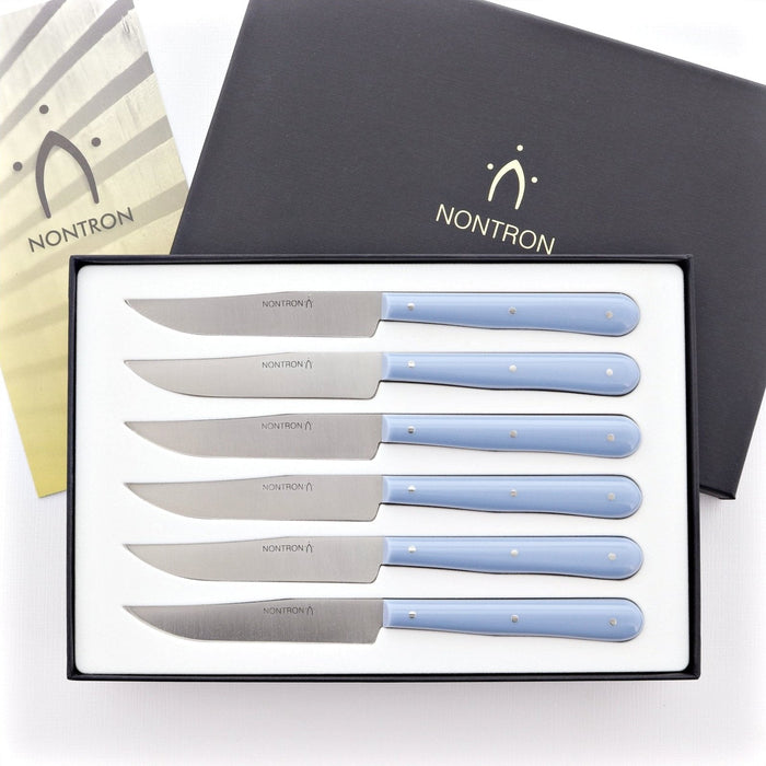 Nontron Steak Knives Acrylic Sky Blue