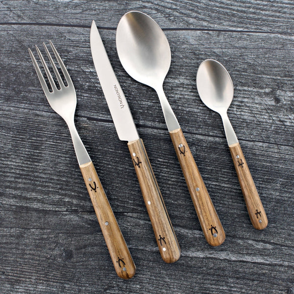 Nontron Steak Knives & Flatware Sets Burled Walnut - Knife Detail | Bone & Brass
