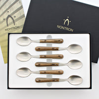 Nontron Steak Knives & Flatware Sets Burled Walnut - Knife Blade Detail | Bone & Brass